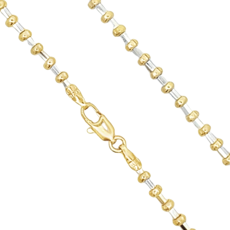 Beaded Style Bracelet 14K Two Tone Gold