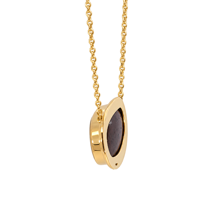 Natural Black Boulder Opal Bezel Set Necklace 14K Yellow Gold