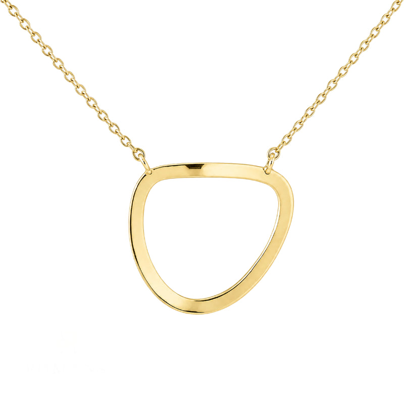 Floating Diamond Freeform Halo Necklace .08CTW 18K Yellow Gold