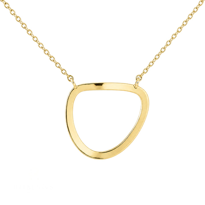 Floating Diamond Freeform Halo Necklace .08CTW 18K Yellow Gold