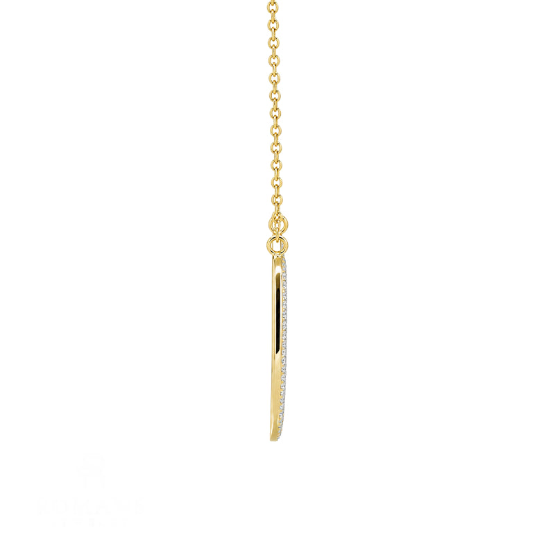 Floating Diamond Freeform Halo Necklace .08CTW 18K Yellow Gold