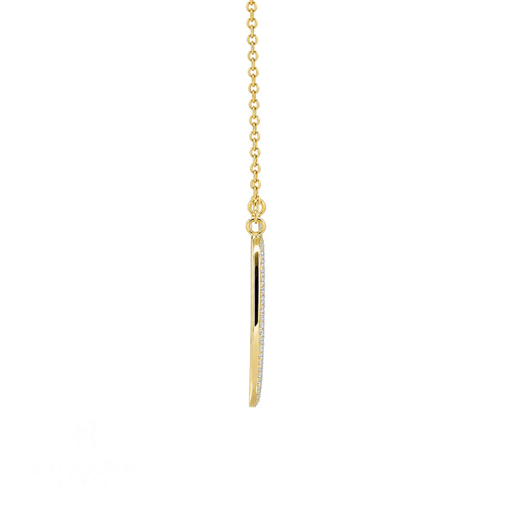 Floating Diamond Freeform Halo Necklace .08CTW 18K Yellow Gold
