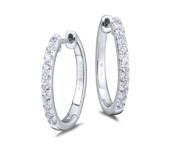Diamond Oval Hoop Earring 14K White Gold .53CTW