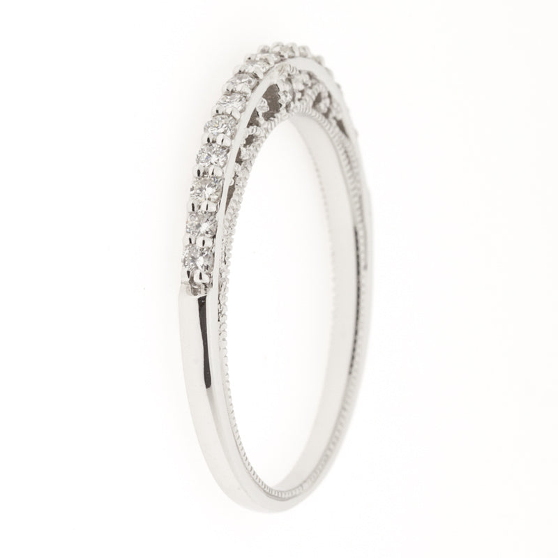 Filigree Diamond Band 14K White Gold .26CTW