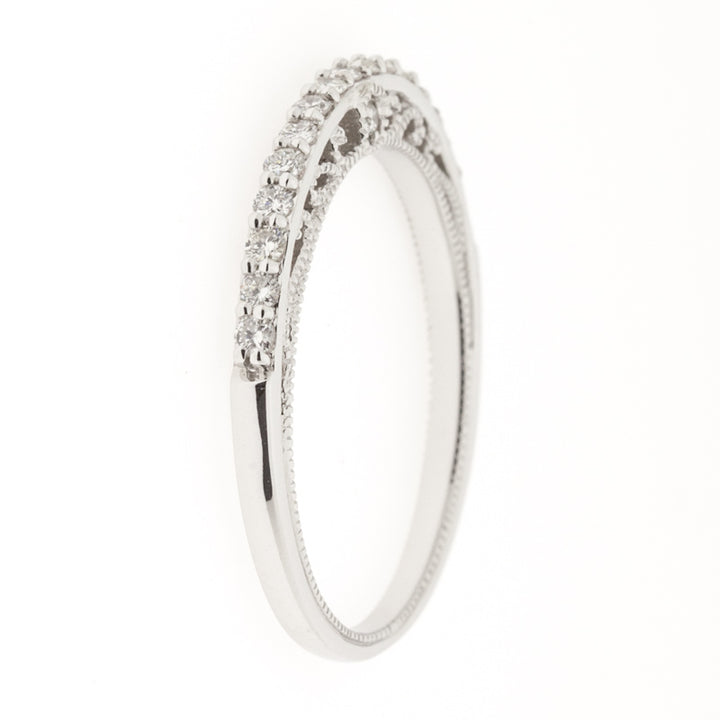 Filigree Diamond Band 14K White Gold .26CTW