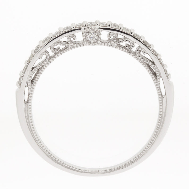 Filigree Diamond Band 14K White Gold .26CTW