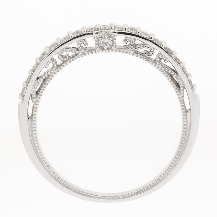 Filigree Diamond Band 14K White Gold .26CTW