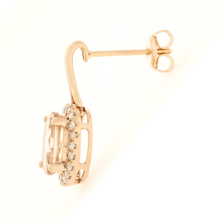 Morganite Diamond Dangle Earrings 14K Rose Gold