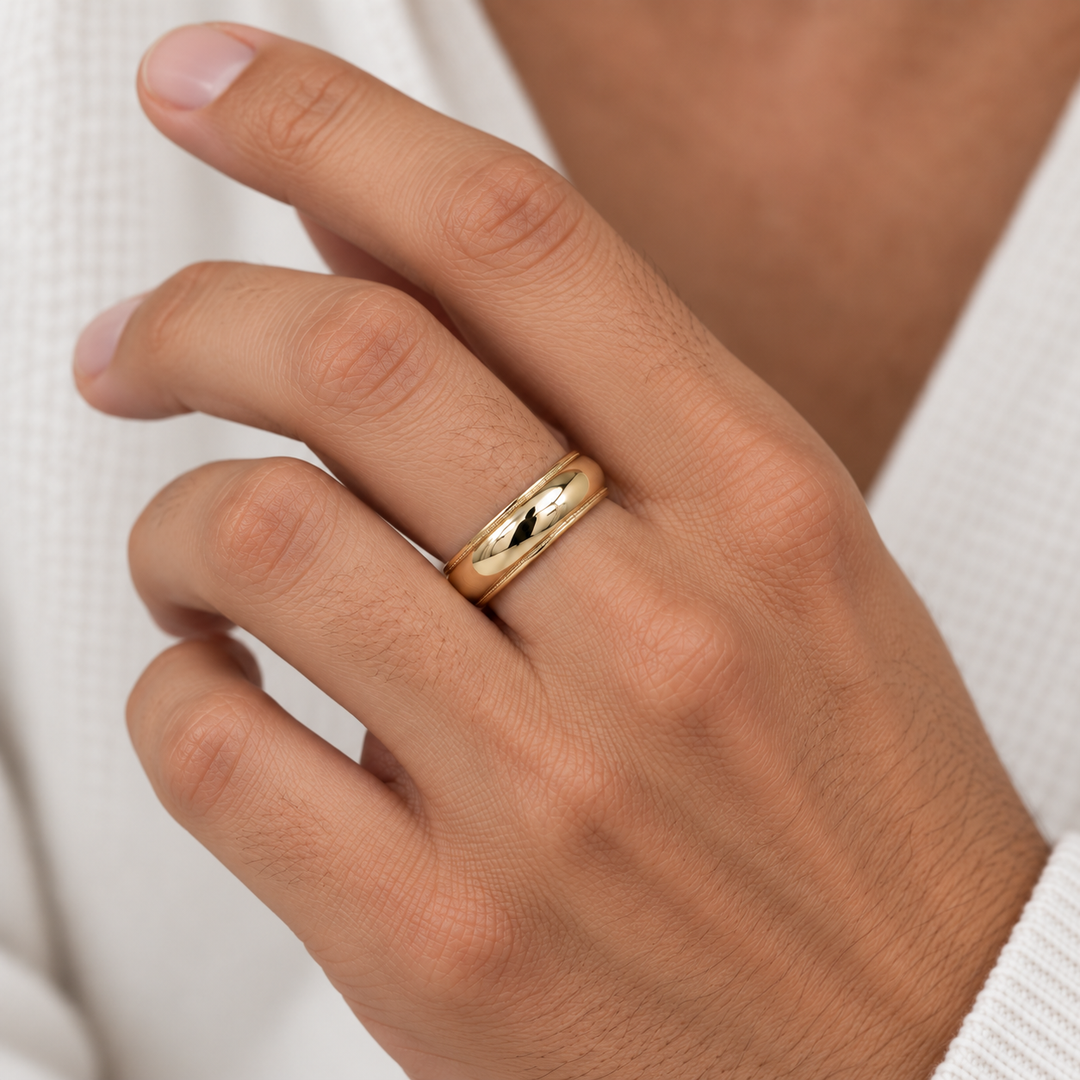 Classic 5MM Milgrain Edge Band 14K Yellow Gold