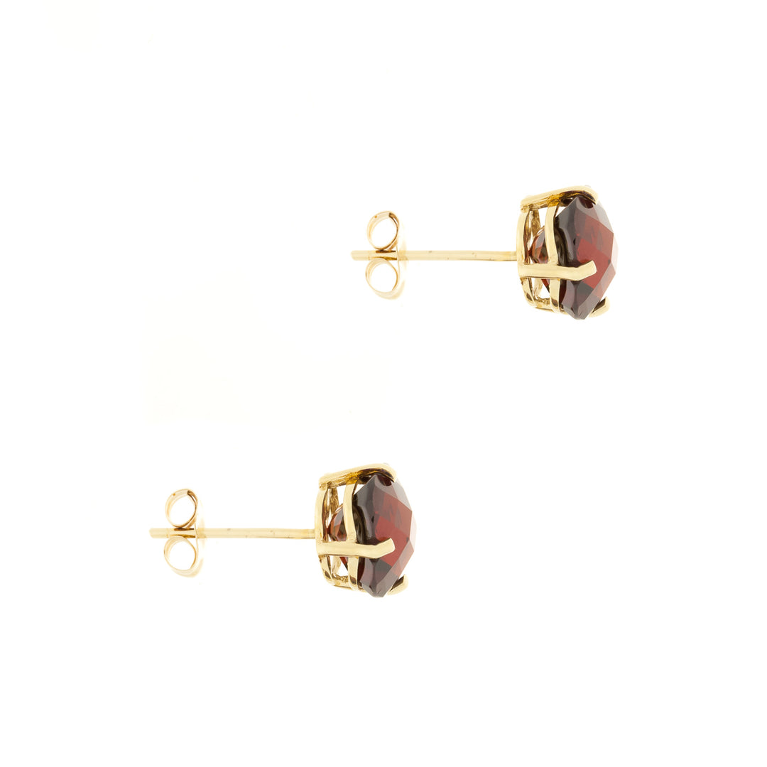 Garnet Stud Earrings 14K Yellow Gold 3CTW