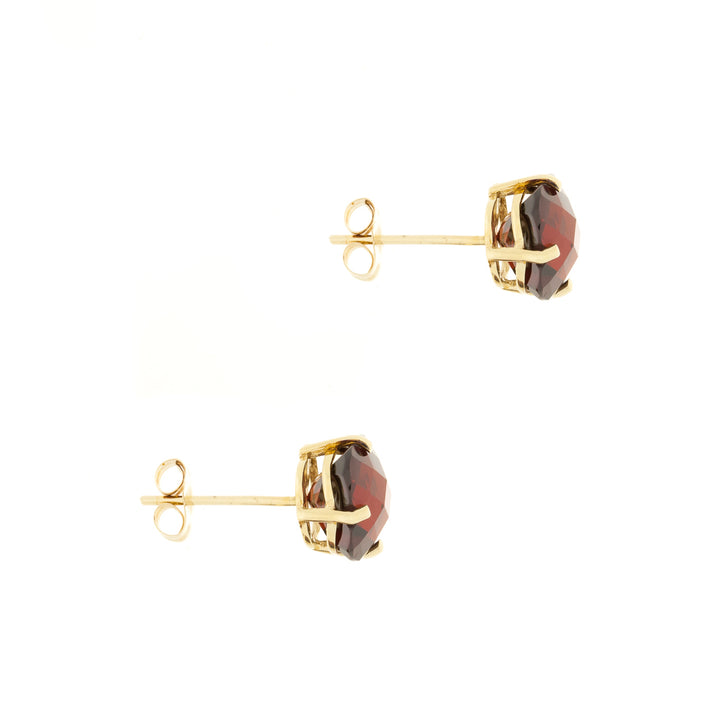 Garnet Stud Earrings 14K Yellow Gold 3CTW