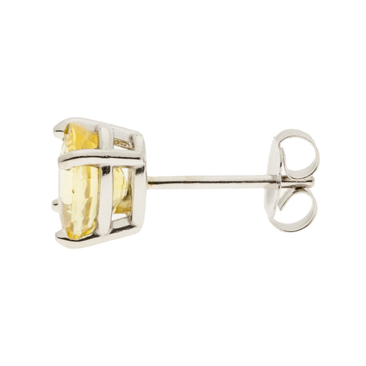 Yellow Sapphire Stud Earrings 14K White Gold 2.31CTW