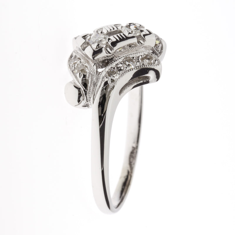 Vintage Diamond Ring 1940's 14K White Gold .40CTW
