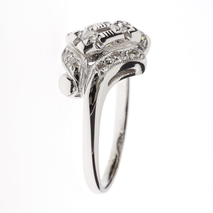Vintage Diamond Ring 1940's 14K White Gold .40CTW