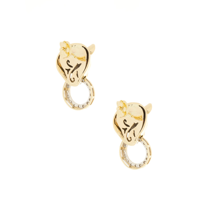 Leopard Diamond Ruby Earrings 14K Yellow Gold
