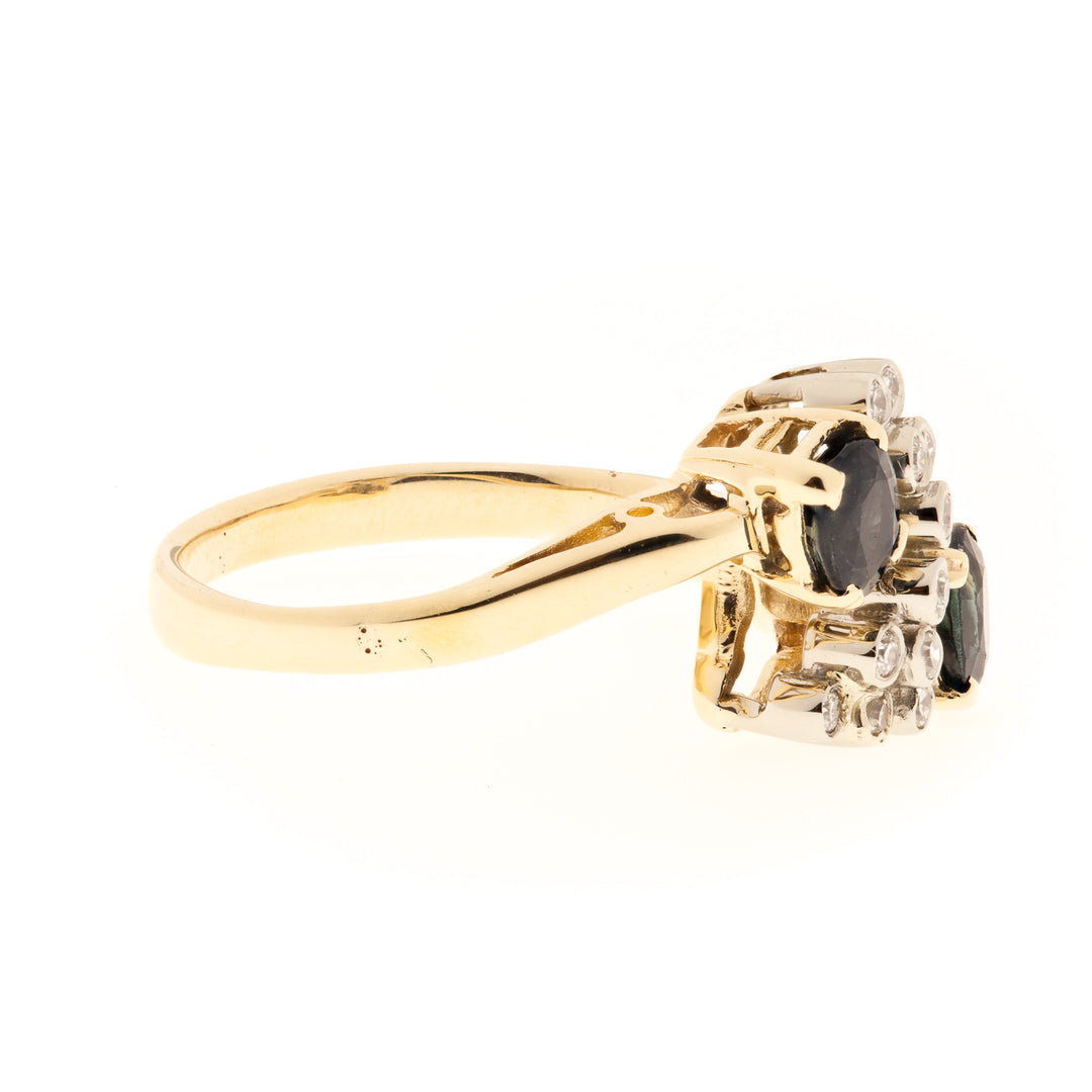Sapphire Diamond Ring 14K Two Tone