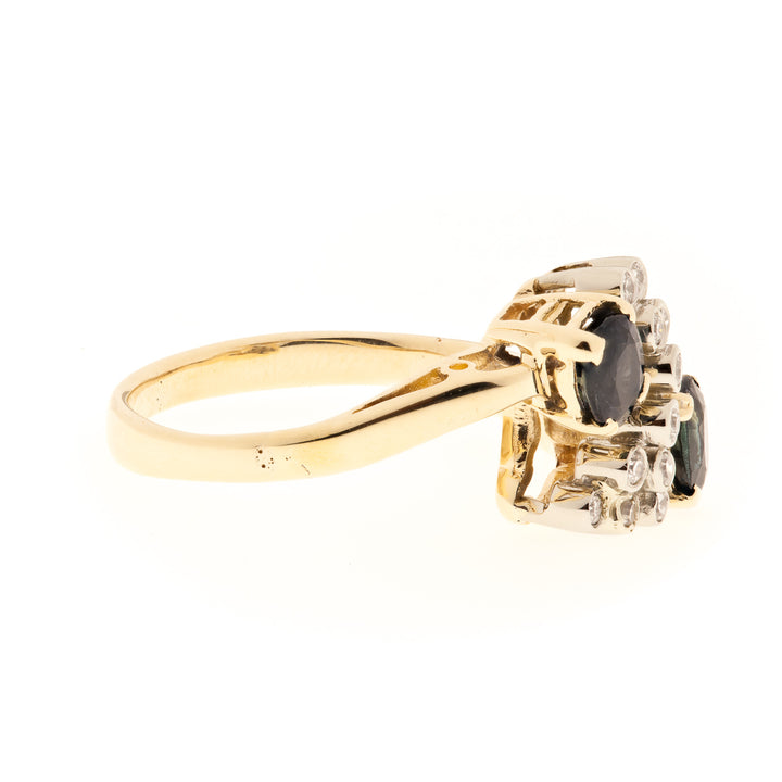 Sapphire Diamond Ring 14K Two Tone