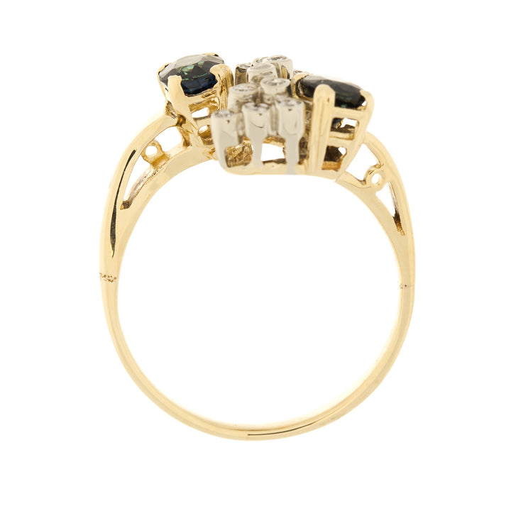 Sapphire Diamond Ring 14K Two Tone