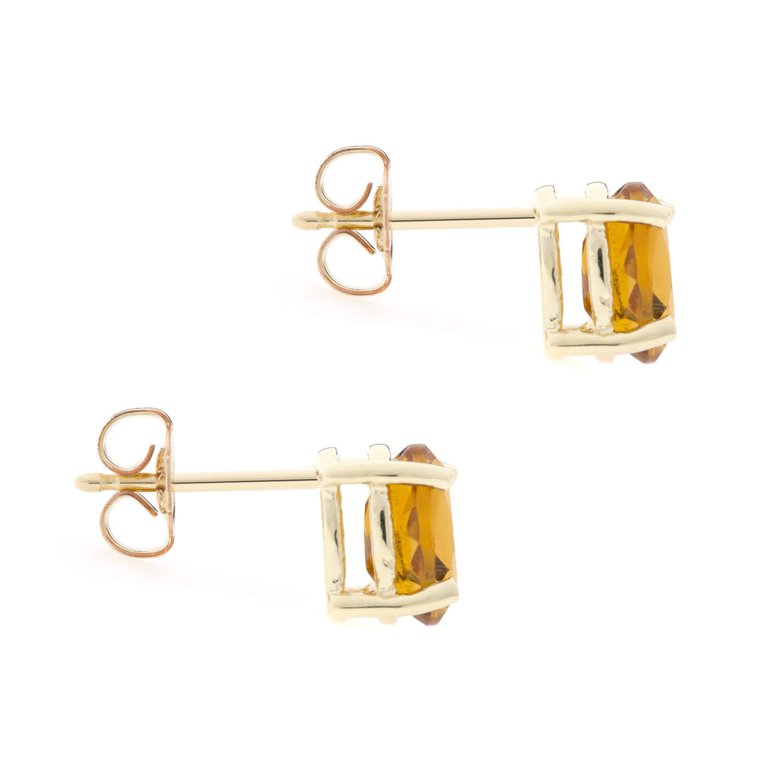 Oval Citrine Stud Earrings 14K Yellow Gold 2CTW