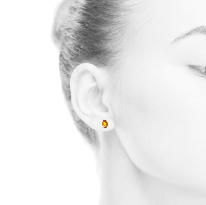 Oval Citrine Stud Earrings 14K Yellow Gold 2CTW