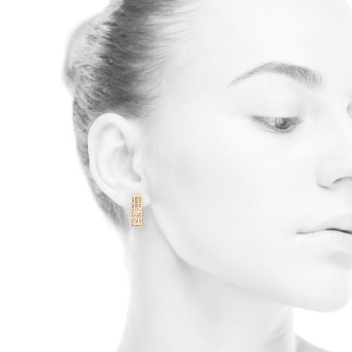 Triple Row Diamond Hoops 14K Yellow Gold 1.50CTW