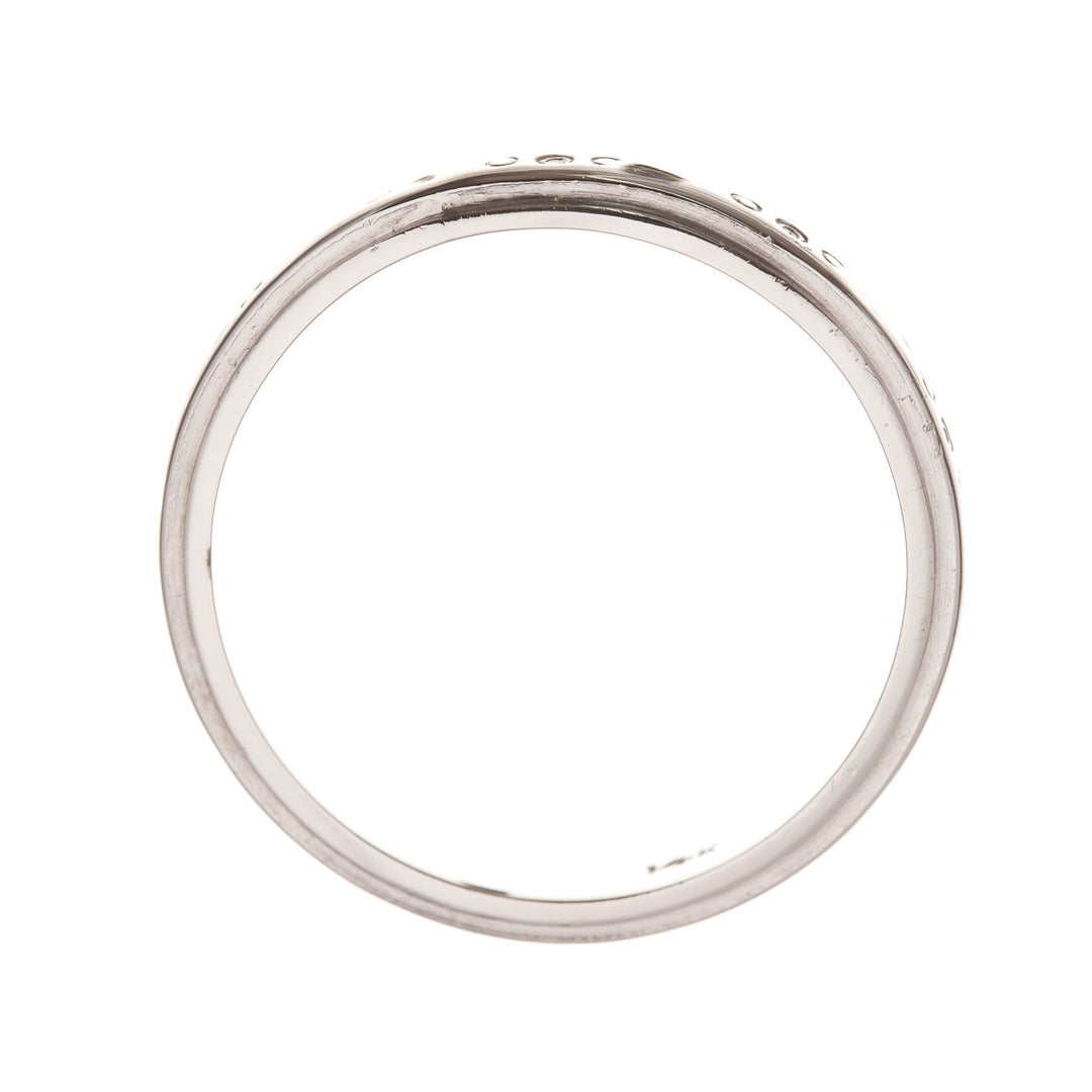 Engraved Grooved Edge Band 14K White Gold