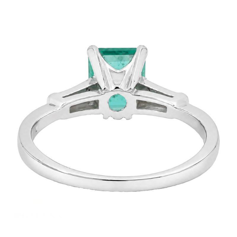 Emerald &amp; Diamond Solitaire Ring Platinum 1.13CT Natural
