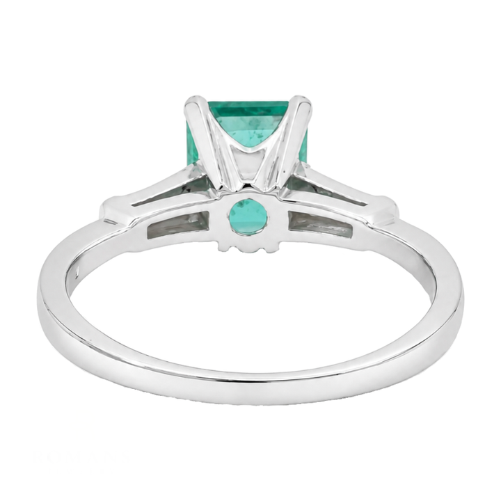 Emerald &amp; Diamond Solitaire Ring Platinum 1.13CT Natural