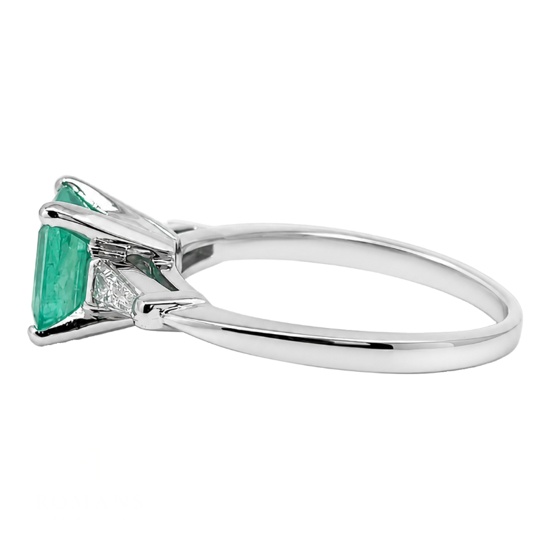 Emerald &amp; Diamond Solitaire Ring Platinum 1.13CT Natural