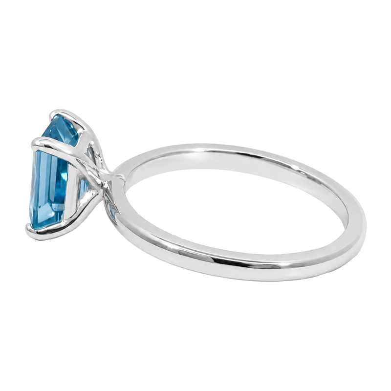 Emerald Cut Aquamarine Ring 1.77CT 14K White Gold
