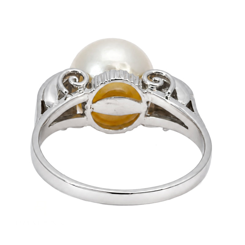 Pearl Diamond Accents Ring 9.5MM 14K White Gold