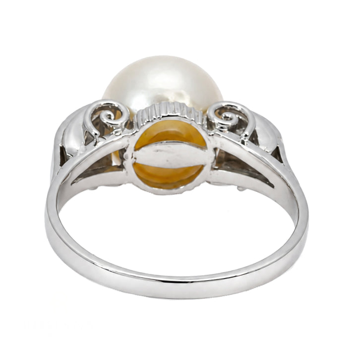 Pearl Diamond Accents Ring 9.5MM 14K White Gold