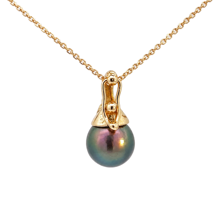 Tahitian Pearl Pendant 9MM 18K Yellow Gold