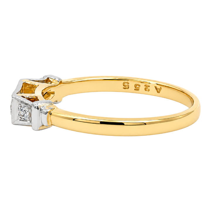 Vintage Diamond Ring 18K Yellow Gold &amp; Platinum 0.05CTW
