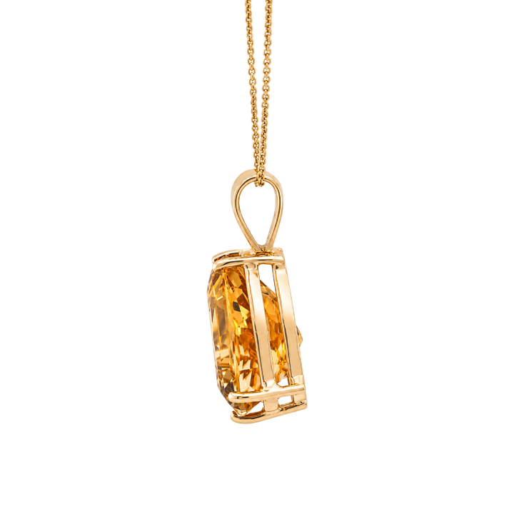 Citrine Trillion Cut Pendant 24CT 14K Yellow Gold
