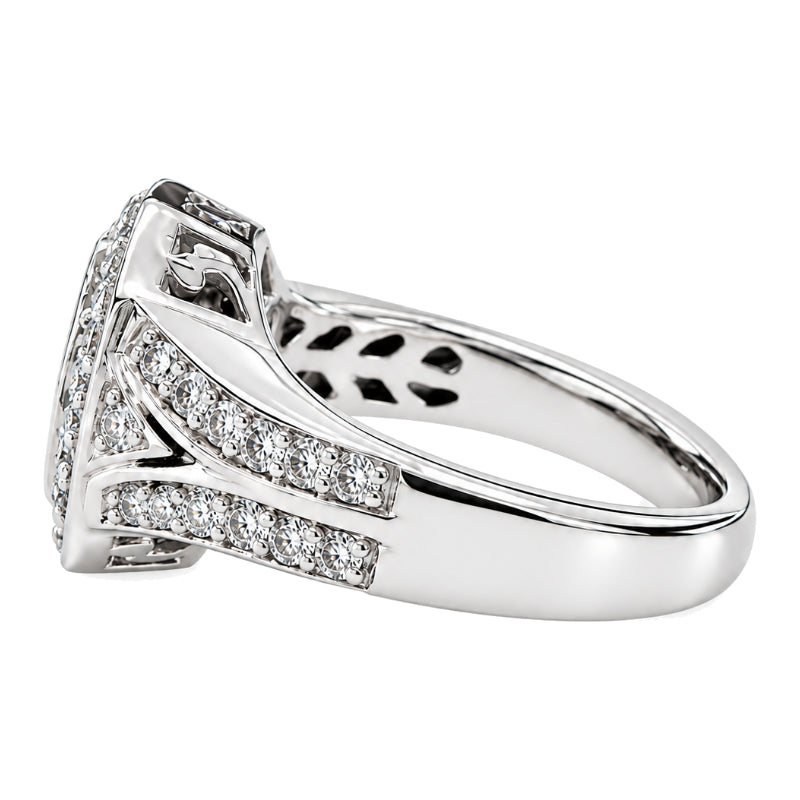 Emerald Cut Diamond Cluster Ring 14K White Gold 1.14CTW