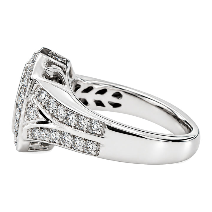 Emerald Cut Diamond Cluster Ring 14K White Gold 1.14CTW