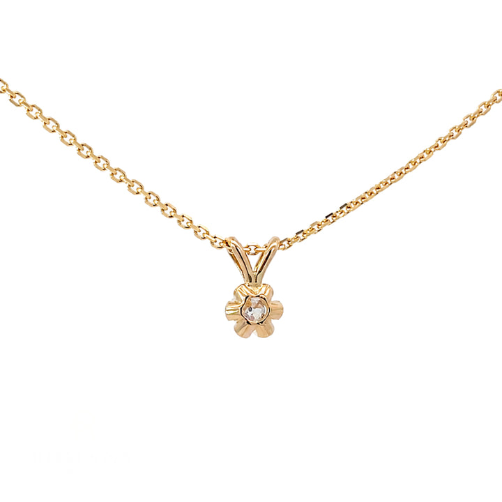 Diamond Flower Pendant Old European Cut .05CT 14K Yellow Gold