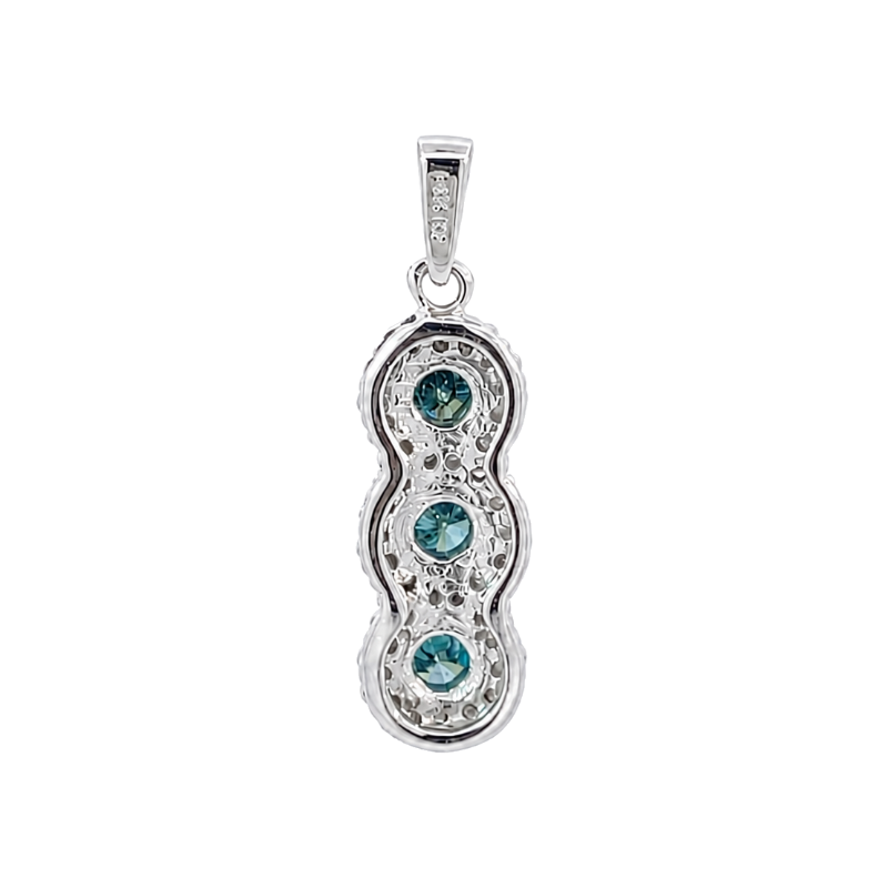 Blue Diamond Halo Pendant 0.46CTW 14K White Gold