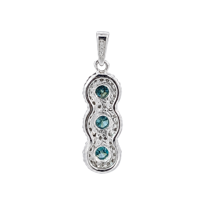 Blue Diamond Halo Pendant 0.46CTW 14K White Gold