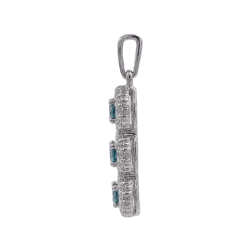 Blue Diamond Halo Pendant 0.46CTW 14K White Gold