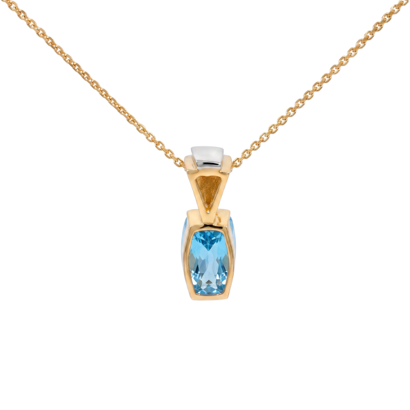 Swiss Blue Topaz Pendant 2.50CT 14K Two Tone