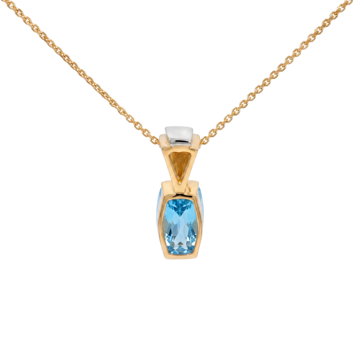 Swiss Blue Topaz Pendant 2.50CT 14K Two Tone