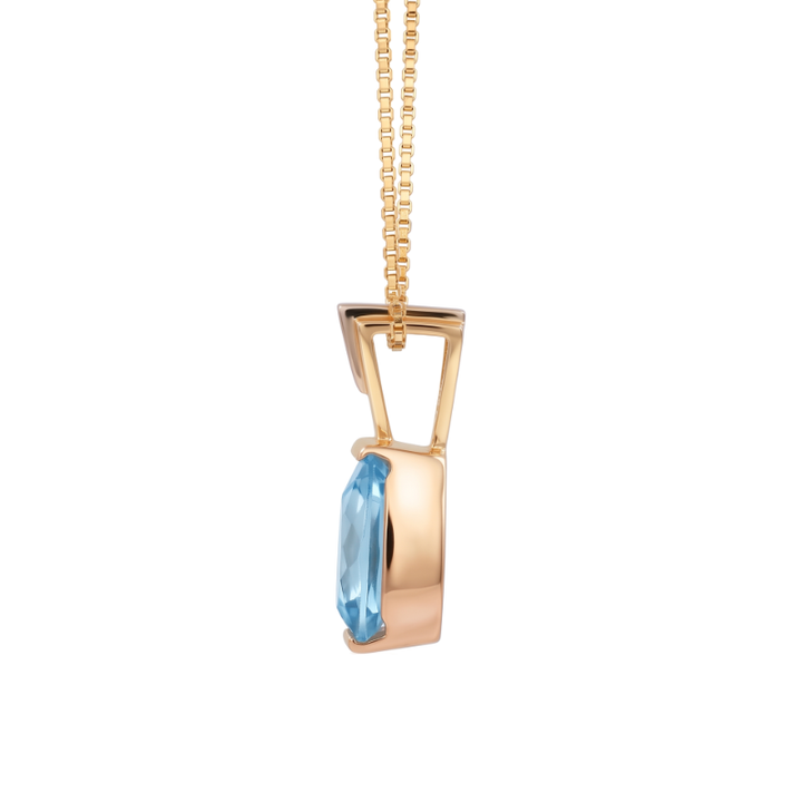 Swiss Blue Topaz Pendant 2.50CT 14K Two Tone