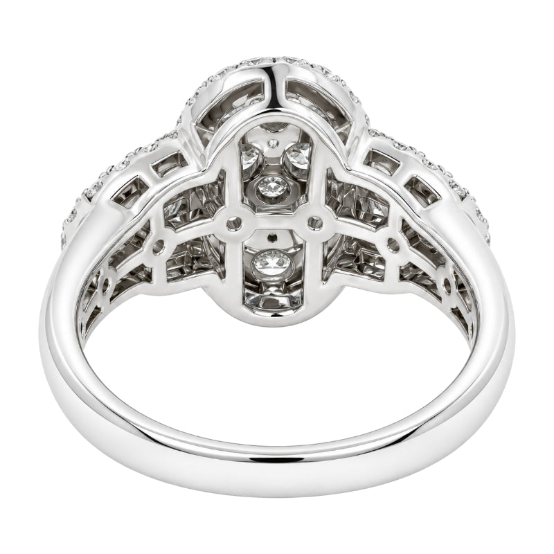 Diamond Cluster Halo Ring 14K White Gold 1.58CTW