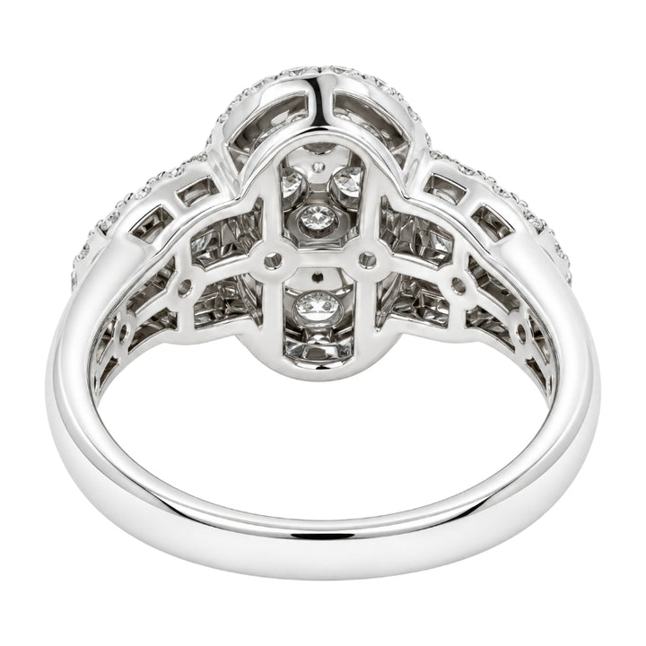 Diamond Cluster Halo Ring 14K White Gold 1.58CTW