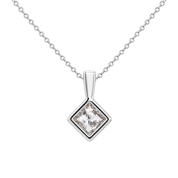 Princess Cut Diamond Pendant 0.72CT 14K White Gold