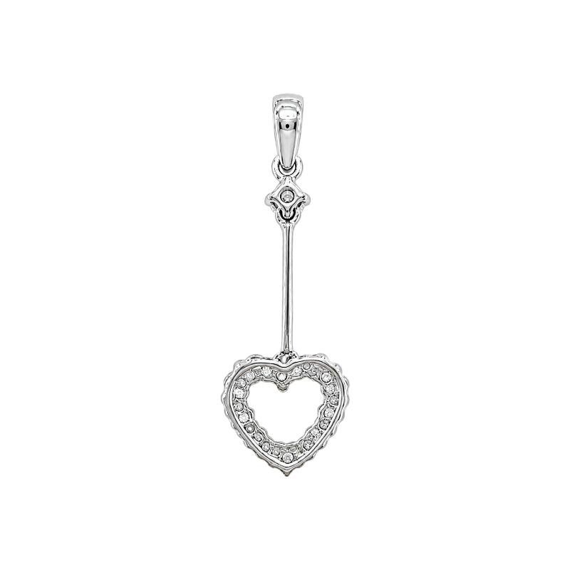 Diamond Drop Heart Pendant 0.20CT 14K White Gold