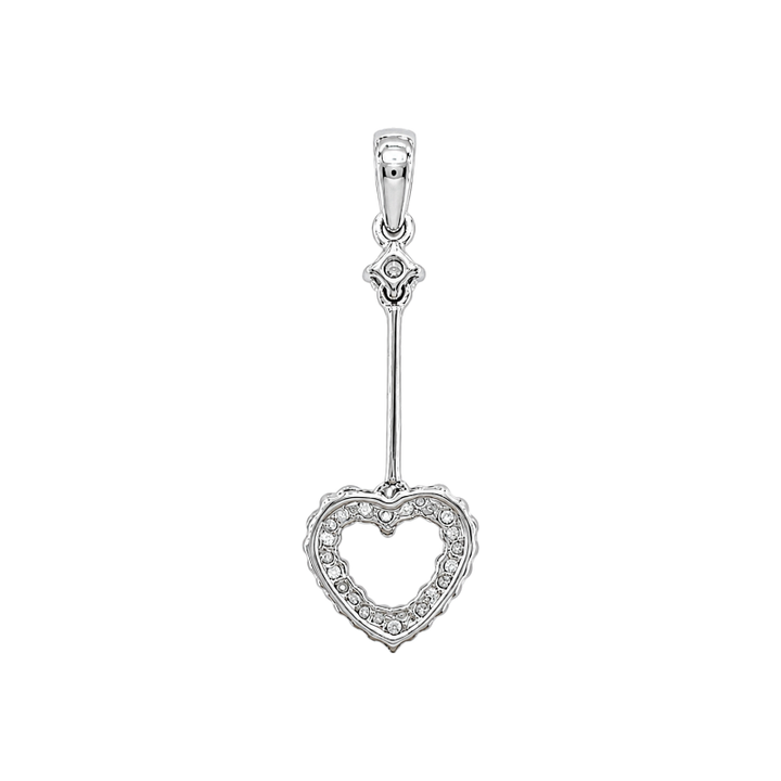 Diamond Drop Heart Pendant 0.20CT 14K White Gold