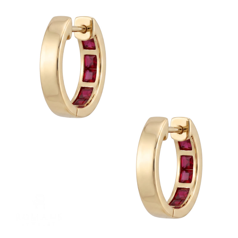 Mozambique Garnet Hoop Earrings 2.64CTW 18K Yellow Gold